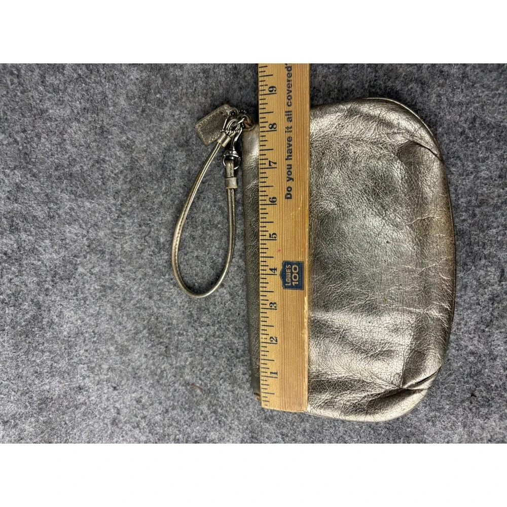 Coach Madison Wristlet Women Small Gold Metallic Leather Pleated 43403